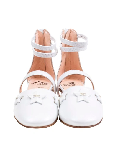 Shop Elisabetta Franchi La Mia Bambina Little Girl Ballerinas In Perlato Bianco