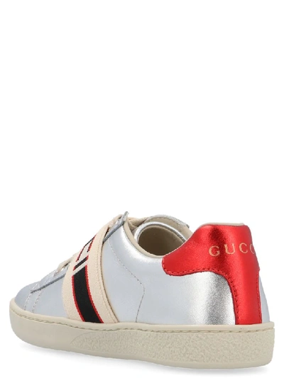Shop Gucci 'new Ace' Shoes In Silver