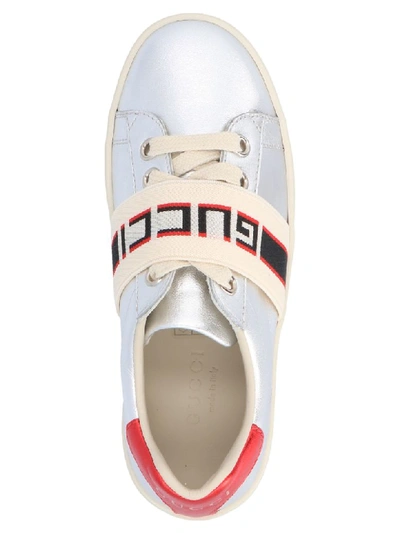 Shop Gucci 'new Ace' Shoes In Silver