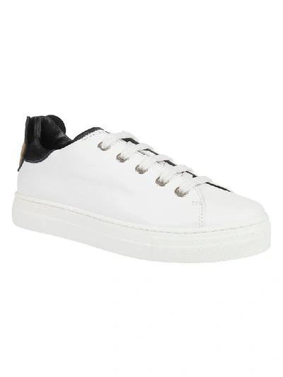 Shop Moschino Logo Print Sneakers In White/black