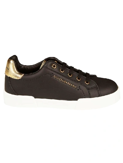 Shop Dolce & Gabbana Logo Plaque Sneakers In Nero Oro