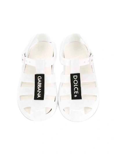 Shop Dolce & Gabbana Sandals With Logo In Bianca