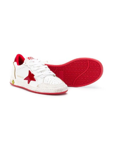 Shop Golden Goose Sneakers Bianche Super Star In Pelle In Bianco/rosso