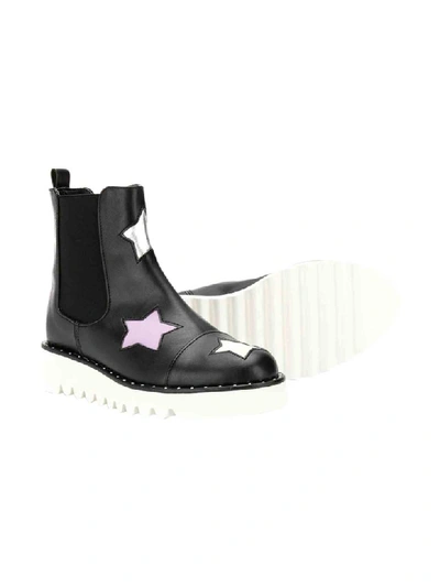 Shop Stella Mccartney Kids Black Teen Boots With Applications In Multicolor