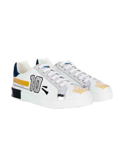 Shop Dolce & Gabbana White Dolce And Gabbana Kids White Sneakers In Bianco