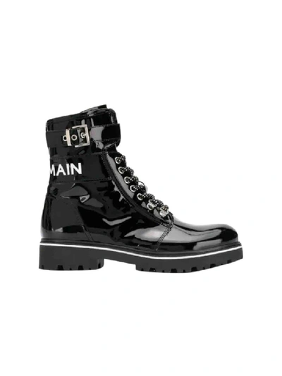 Shop Balmain Boots With Logo In Nero