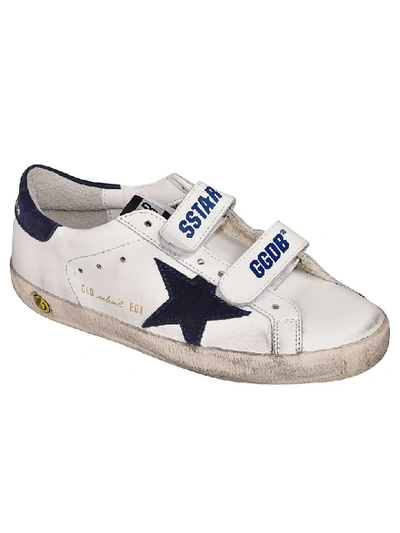 Shop Golden Goose Double Strap Old-school Sneakers In White/navy