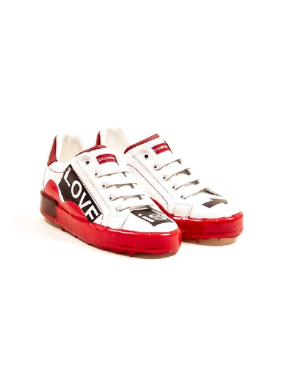 Shop Dolce & Gabbana Melt Sneakers In White/red