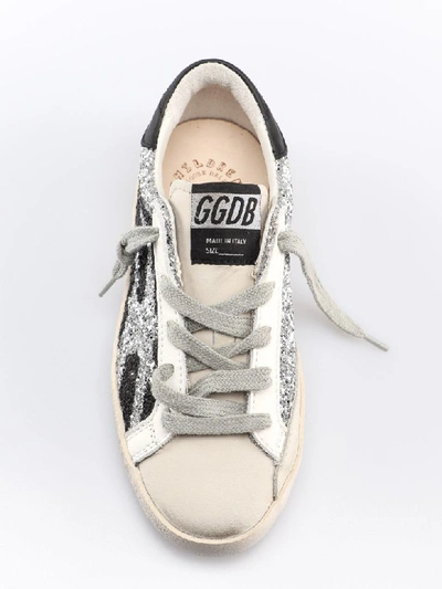 Shop Golden Goose Superstar Sneakers In Silver Glitter Black