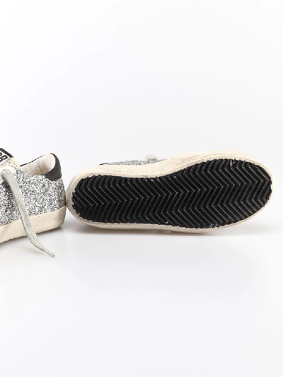 Shop Golden Goose Superstar Sneakers In Silver Glitter Black
