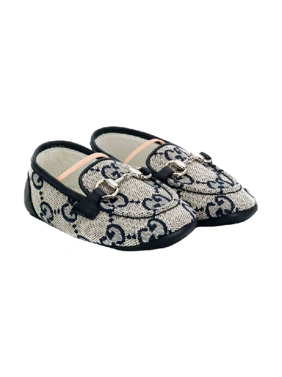 Shop Gucci Gray Newborn Loafers In Grigio