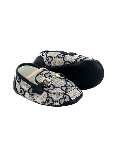 Shop Gucci Gray Newborn Loafers In Grigio