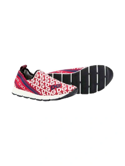 Shop Dolce & Gabbana Red Dolce And Gabbana Kids Sneakers In Bordeau/panna