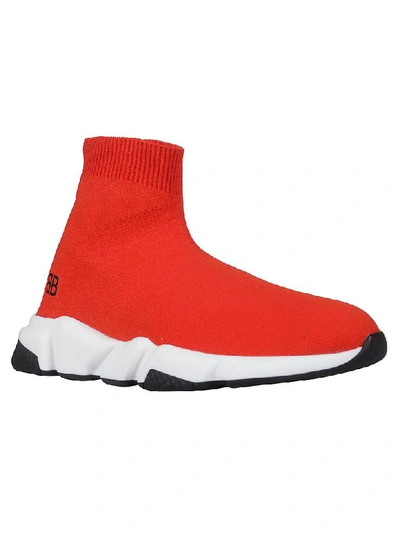 Shop Balenciaga Logo Slip-on Sneakers In Red