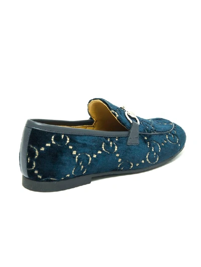 Shop Gucci Blue Velvet Jordaan Loafers