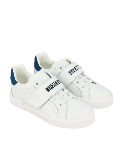 Shop Dolce & Gabbana Portofino Ligh Sneakers With Logo In Bianco