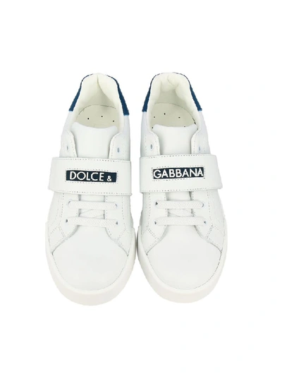 Shop Dolce & Gabbana Portofino Ligh Sneakers With Logo In Bianco