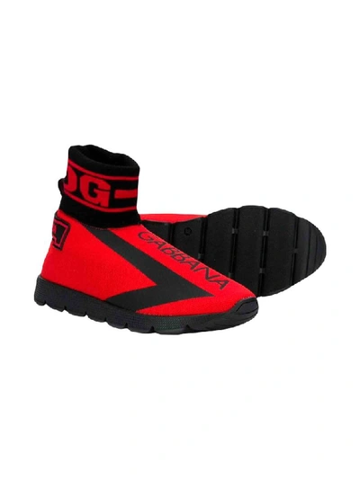 Shop Dolce & Gabbana Red "socks" Shoes Dolce And Gabbana Kids In Rosso/nero