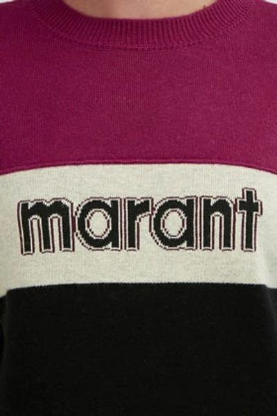 Shop Isabel Marant Étoile Kedy Colour-block Logo Jumper In Fuchsia