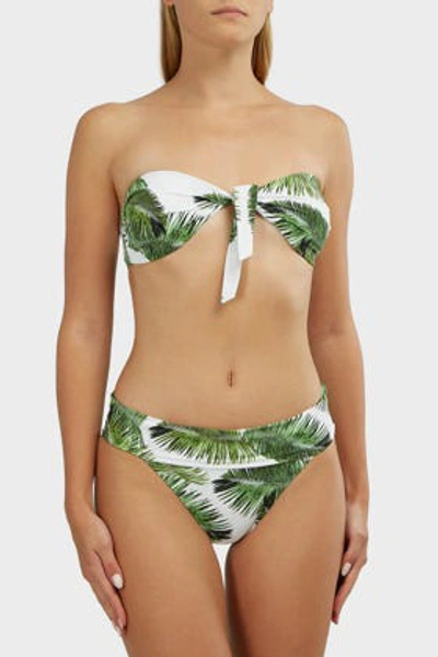 Shop Melissa Odabash Caribe Printed Bandeau Bikini Top In White And Green