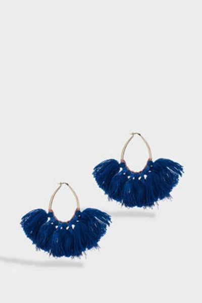 Shop Missoni Fringe-embellished Hoop Earrings In Blue