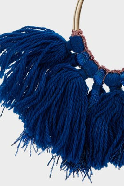 Shop Missoni Fringe-embellished Hoop Earrings In Blue
