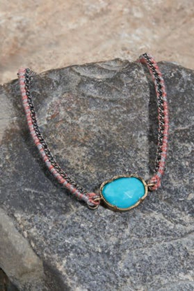 Shop Brooke Gregson Turquoise And 14k Rose Gold Silk Bracelet In Pink