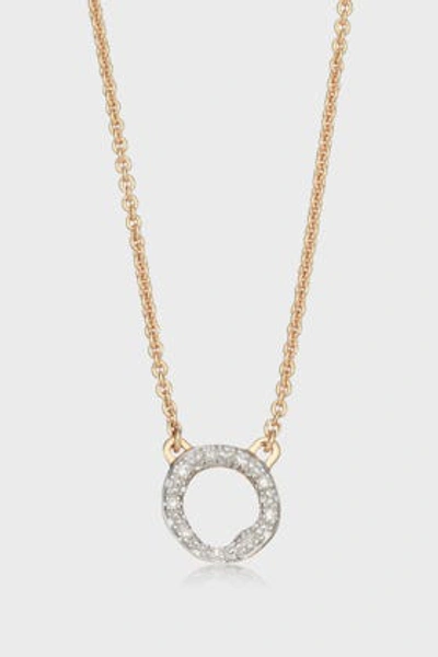 Shop Monica Vinader Diamond And 18k Yellow Gold Vermeil Riva Mini Circle Necklace In Neutral