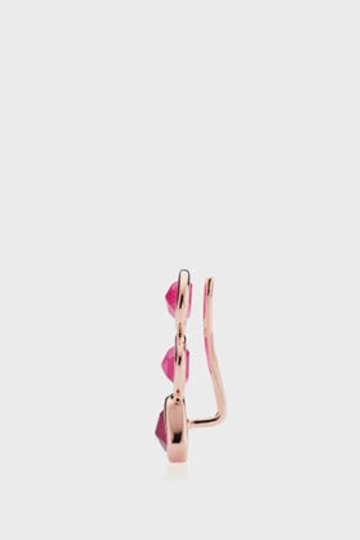 Shop Monica Vinader Pink Quartz And 18k Rose Gold Vermeil Siren Climber Earrings In Pink And Rose Gold