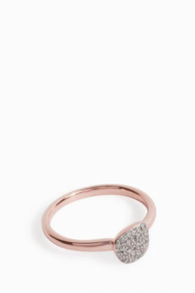 Shop Monica Vinader Nura Small Diamond Pebble Stack Ring In Metallic
