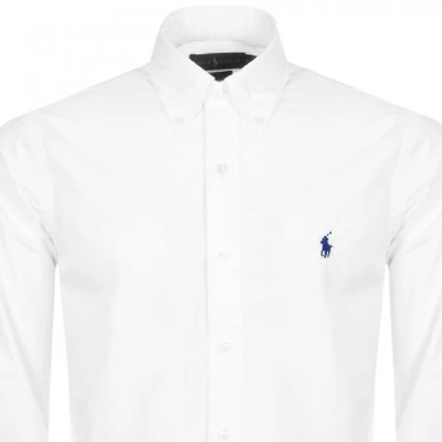 Shop Ralph Lauren Long Sleeved Slim Fit Shirt White