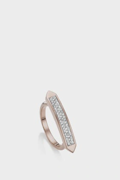Shop Monica Vinader Diamond And 18 Rose Gold Vermeil Baja Skinny Ring In Metallic