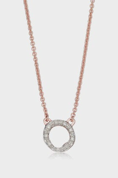 Shop Monica Vinader Diamond And 18k Rose Gold Vermeil Riva Mini Circle Necklace In Neutral