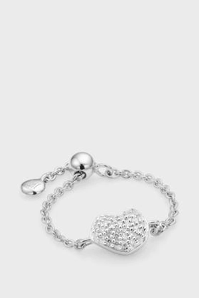 Shop Monica Vinader Diamond And Sterling Silver Nura Mini Heart Adjustable Ring