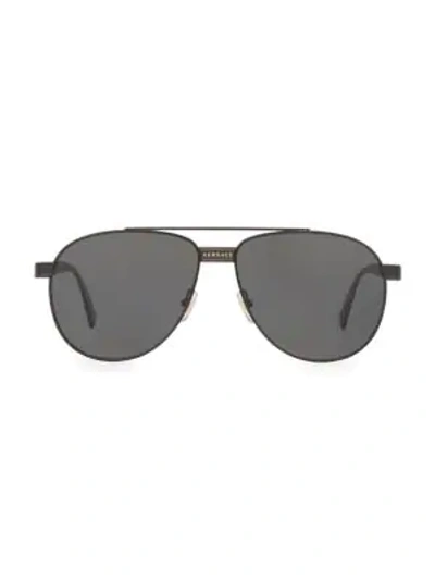 Shop Versace Men's Rock Icons 58mm Aviator Sunglasses In Black