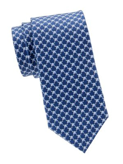 Shop Ferragamo Men's Bull Silk Tie In Navy