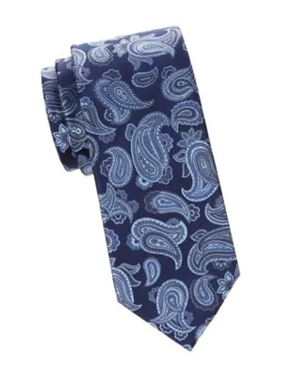 Shop Brioni Paisley Silk Tie In Bluette Red