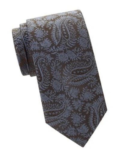 Shop Brioni Paisley Silk Tie In Brown Light Blue