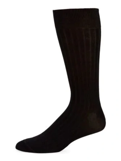 Shop Saks Fifth Avenue Men's Collection Basic Rib-knit Crew Socks In Black