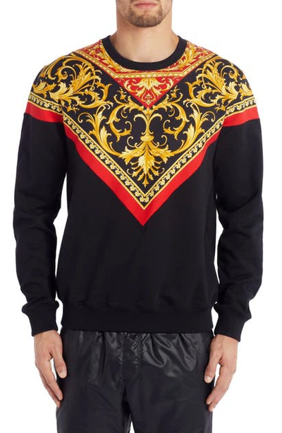 Shop Versace Baroque Crewneck Sweatshirt In Red Print