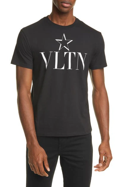 Shop Valentino Vltn Star Crewneck T-shirt In Black/white