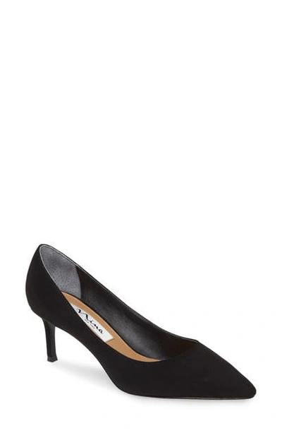 Shop Nina 60 Pointy Toe Pump In Black Faux Leather