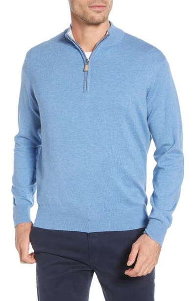 Shop Peter Millar Crown Quarter Zip Pullover Sweater In Lake Blue