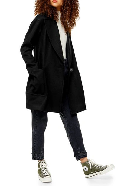 Topshop Carly Coat In Black ModeSens