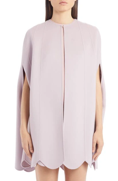 Shop Valentino Scallop Hem Compact Wool & Cashmere Cape In Water Lilac