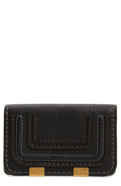 Shop Chloé Marci Leather Flap Card Holder In Black