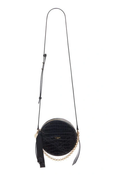 Shop Givenchy Round Eden Crocodile Embossed Leather Crossbody Bag In Black