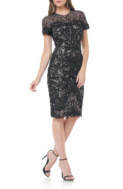 Shop Js Collections Soutache Lace Cocktail Dress In Black Nude