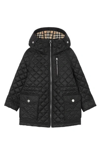 Shop Burberry Trey Quilted Water Resistant Hooded Jacket In Black