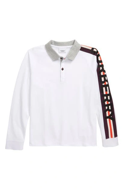 Shop Burberry Duncan Pique Cotton Polo In White